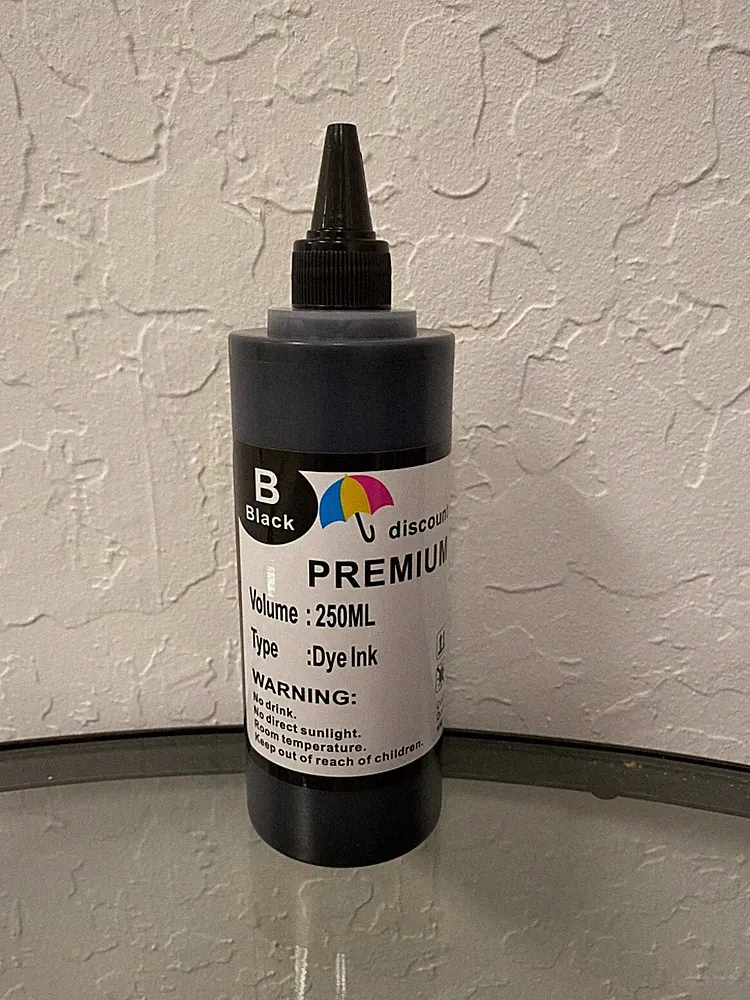 250ml PREMIUM BLACK BULK DYE-BASED REFILL INK FOR HP LEXMARK CANON