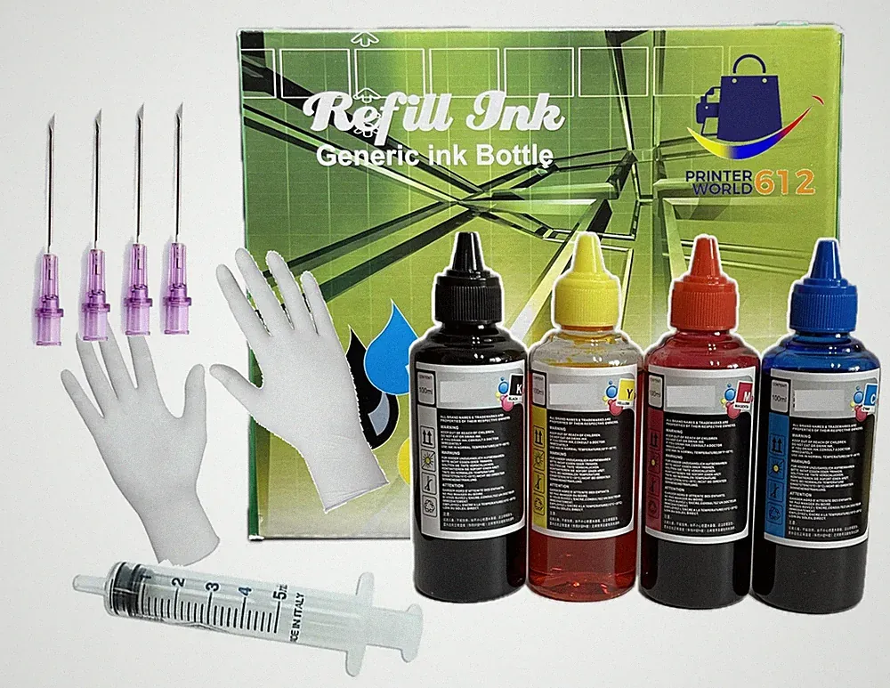 4X100ML Inkjet Printer Ink Refill Kits Refill Ink for HP, Canon, Epson, Lexmark.