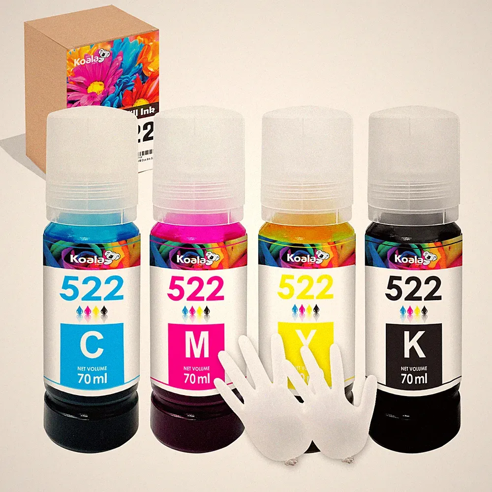 4X70ML Koala 522 Ink Fit Epsn. 522 Ink ET-4800 ET-2800 ET-2803 2720 4700 T522