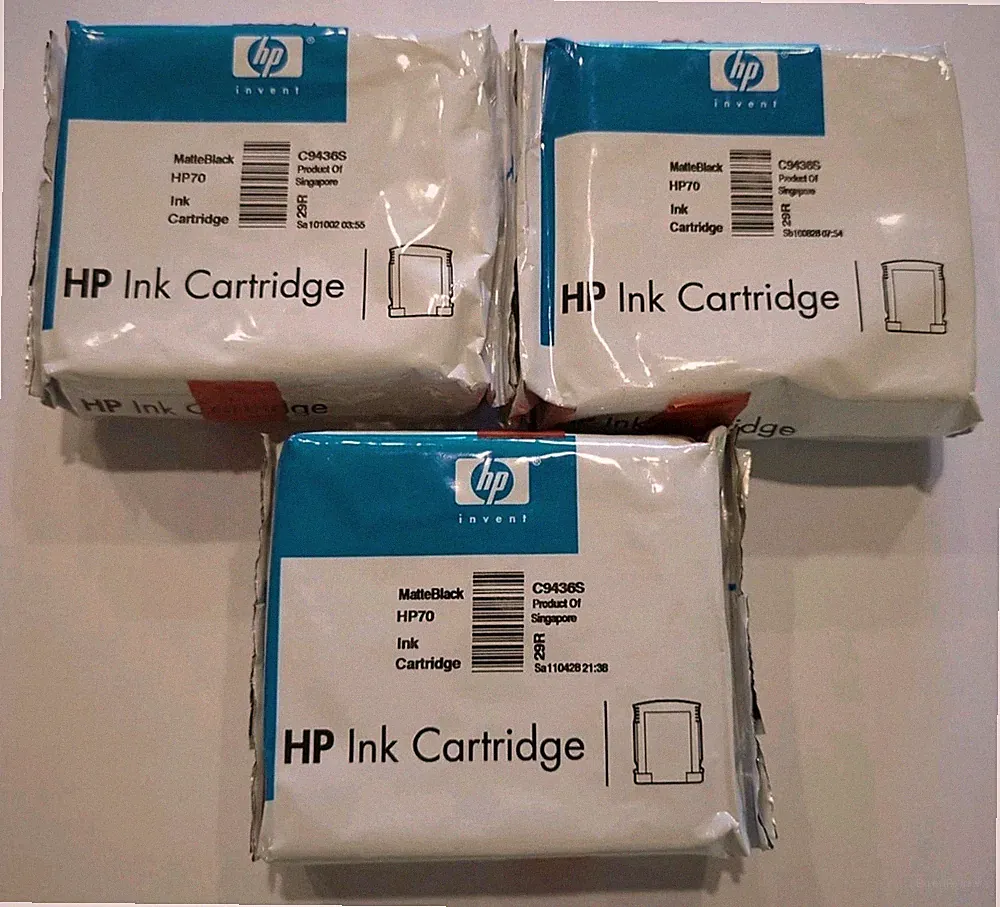Lot Of 3 Genuine HP 70 Matte Black Ink 69ml DesignJet Q6675A L3S81B E1L21B